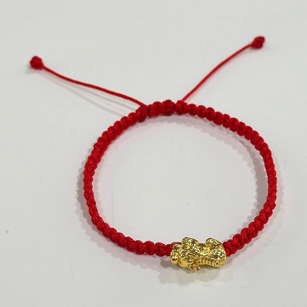 Feng Shui Red String Pixiu Bracelet - Wealth, Good Luck & Protection Amulet 15cm